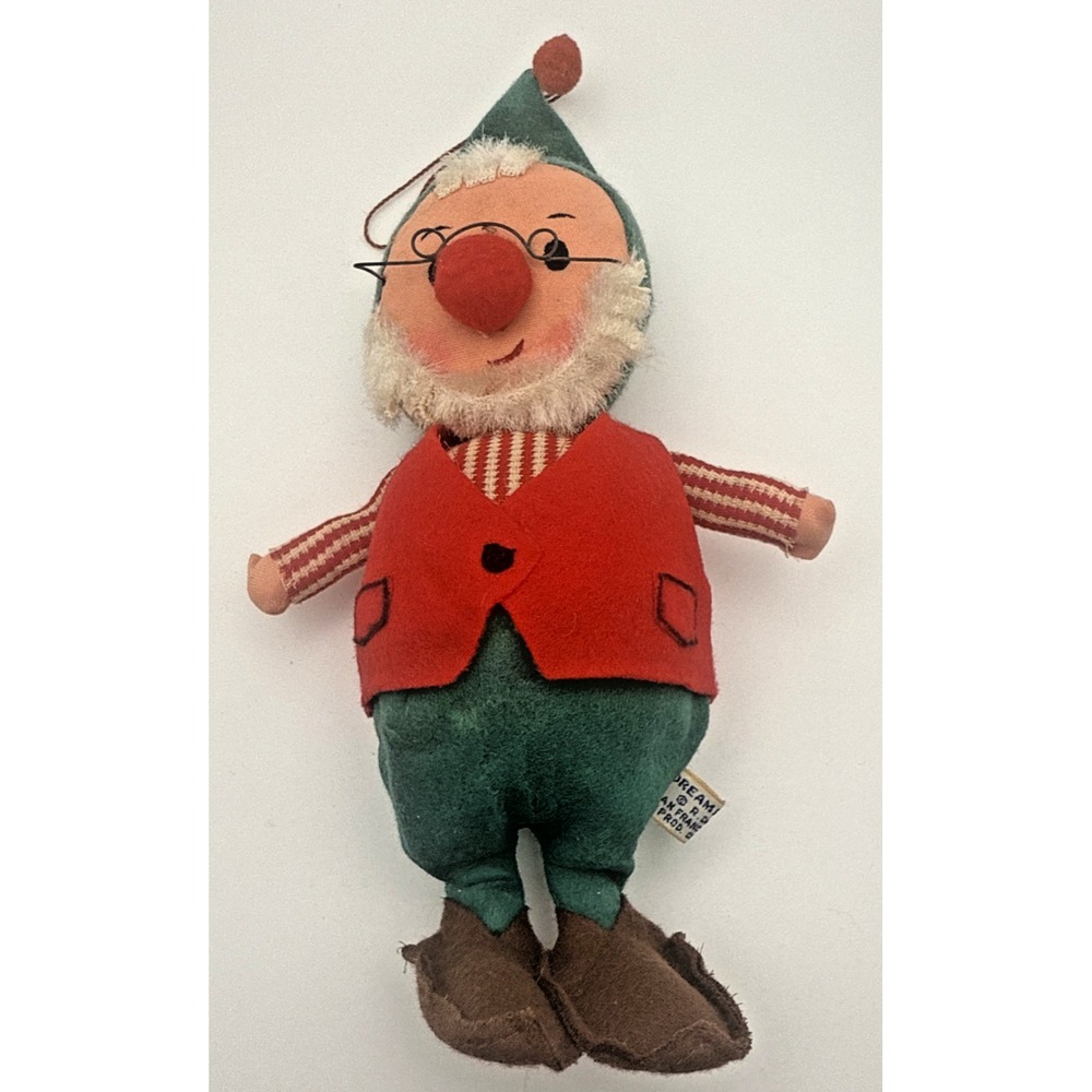 Vintage Dakin Dream Dolls Felt Ornament Christmas Elf Gnome Japan TAG